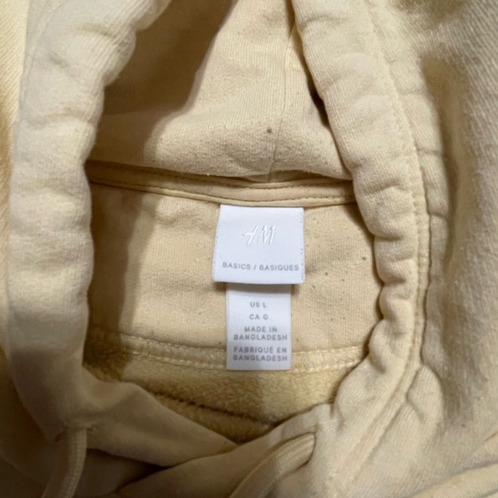 H & M Basics Women’s Yellow Large Hooded soft Sweatshirt oversized with pockets - Picture 4 of 5